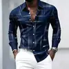 Comércio Exterior Transfronteiriço Roupas Masculinas Camisa de Manga Longa Xadrez Irregular Estilo Europeu e Americano Camisa Casual Texturizada Fábrica Atacado