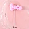 Paquete de 10 bolas de pelo para decorar tartas de cumpleaños, nubes, luna roja enchufable, nubes blancas, adornos de arcoíris para tartas, banderas.
