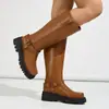 Outono/Inverno 2026 Amazon Supply Casual Salto Médio Baixo 40-43 Tamanho Grande Versátil Cano Alto Botas de Equitação para Mulheres