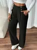 Pantalones Casuales de Nuevo Estilo, Caídos, Largos hasta el Suelo, de Cintura Alta, Holgados, Elegantes, Pierna Recta, Diseño de Nicho para Mujer, Color Sólido, Pantalones Largos