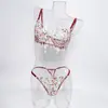 Sutiã Feminino Push-up com Aro Renda Estampada Vinho Tinto Estilo Pastoral Bestseller Transfronteiriço Personalizado Conjunto de Lingerie Duas Peças