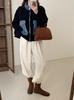 Design de Senso Estilo Coreano Jeans Costura de Bolso Jaqueta Suéter Feminina Outono e Inverno Novo Zíper Solta Malha Cardigan 502