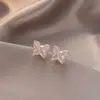 Pendientes de Plata de Ley S925 con Zirconita Super Brillante de Alta Gama para Mujer, Lujo Ligero, Temperamento Exquisito, Pendientes de Botón Más Vendidos, Estilo Vacacional al por Mayor