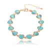 Pulsera Geométrica Sencilla para Mujer con Piedra Ojo de Gato Azul, Empaquetada Individualmente, Incrustaciones en Oro Rosa, Piedra Preciosa Personalizada Transfronteriza