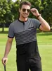 Camisa Polo a Rayas Bloque de Color de Verano para Hombre Amazon Estilo de Negocios Europeo y Americano Cuello Henley Casual Transpirable Manga Corta