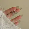 Agulha de Prata 925 Uso Frontal e Traseiro Design de Nicho Simples Laço de Coração Brincos Ins Alto Padrão Doce e Cool Estilo Brincos Únicos