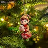 Navidad Nuevo Adorno Navideño Acrílico Plano 2D Dibujo Animado Pequeño Adorno de Árbol de Navidad Decoración Festiva