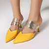Suministro Transfronterizo Primavera y Verano Tacones de Aguja Sexy Tallas Grandes 40-46 Punta Fina Elegante Chanclas de Exterior Zapatos de Mujer