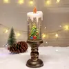 Vela Musical Criativa Popular de Floco de Neve Transfronteiriça Luz Giratória Cena de Presente de Natal Caixa de Música Enfeites Bola de Neve