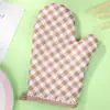 Guantes para horno y microondas de sarga a cuadros estilo japonés engrosados, guantes simples resistentes al calor para hornear en el horno, resistentes a altas temperaturas, en stock