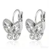 Suministro directo transfronterizo aretes de acero inoxidable con incrustaciones de diamantes para mujer, aretes de flor y moño de moda, accesorios para orejas sin perforación, joyería de lujo ligero