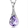 Collar plateado Zhenrong con colgante de piedra de los deseos de circón amatista coreana para mujer, joyería colgante, venta al por mayor