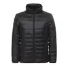Jaqueta leve com enchimento de plumas para homens e mulheres, adequada para outono e inverno, com gola alta, à prova de vento e quente, design com zíper, estilo casual e sem capuz