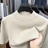 Suéter de punto casual de manga corta para hombre, nuevo estilo otoño e invierno, cruzado, cuello redondo fino, venta al por mayor de ropa para hombre