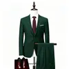 Direto do fabricante: conjunto de terno masculino de duas peças verde escuro, roupa formal business casual, traje de noivo e padrinhos para casamento