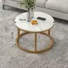 Mesa de centro para sala de estar de estilo moderno, redonda, simple y de alta gama, adecuada para hoteles y apartamentos de alquiler, con chapa de mármol, diseño minimalista