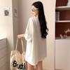 Cabello Liso de Fábrica para Mujeres Embarazadas, Camiseta Retro de Algodón Puro para Niñas y Madres para Reducir la Edad, Top Versátil Holgado de Manga Corta Talla Grande que Cubre la Carne