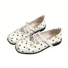 Sapatos de Salto Baixo com Laço Estilo Francês para Mulheres, Novos Sapatos de Bolinhas Verão 2026 para Combinar com Saias, Sapatos de Couro Estilo Anime, Sapatos Mary Jane