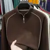 Sudadera térmica de felpa catiónica de doble cara de alta resistencia para hombre, nuevo modelo de otoño 2026, camiseta básica casual de alta calidad con cuello alto para hombre