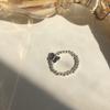 ¡Sin decoloración! ¡Versión de cuerpo entero en plata de ley! Anillo abierto de gema elegante simple chic