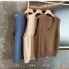 Ropa Especial Zhengqi/Chaleco Suéter sin Mangas de Punto de Lana en Capas con Cuello en V Holgado para Mujer