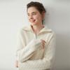 Suéter de Cashmere com Gola Alta em Ponto de Sete Fios Duplos para Mulheres, Pulôver Tricotado, Lã Grossa, Tamanho Plus, Cor Sólida, Camada Base