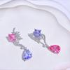 Pendientes largos elegantes de alta calidad con diseño de aguja de plata, de estilo europeo y americano, de lujo, ligeros y a la moda, con forma de gota de agua para mujer, asimétricos y súper brillantes.