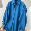 Camisa Suelta de Manga Larga Estilo Perezoso Inspirada en el Diseño para Mujer, Chaqueta Estilo Gabardina Falsa de Dos Piezas para Primavera/Verano con Acabado de Alta Gama