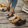 Sandálias de Salto Alto com Salto Bloco, Tamanho Grande, Em Estoque, com Decoração Floral, Estilo Europeu e Americano Elegante, Bico Redondo, Feminino
