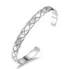 Venta al por mayor, pulsera de plata esterlina S925 personalizada, de plata tailandesa brillante, pulsera abierta de malla de diamantes para mujer, joyería de moda