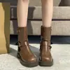 Botines Chunky de Tacón Grueso Estilo Martin 2024 Estilo Británico Retro Punta Cuadrada Botines de Tobillo Botas Vaqueras Western Botas de Caballero