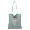 Bolsa de Ombro em Lona 2026 Novo Estilo Coreano Moda Estampada Artística Bolsa de Ombro Grande Capacidade Bolsa para Alunos Aula Reforço
