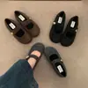 Zapatos Mary Jane Franceses para Mujer 2026 Otoño e Invierno Nuevo Estilo Zapatos de Mujer Modernos, Delicados y Versátiles Birkenstock Velcro Zapatos Peludos