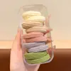 Elásticos de Borracha Universais em Caixa para Crianças e Adultos, Prendedores de Cabelo Coloridos Macaron para Rabo de Cavalo Alto, Alta Elasticidade, Não Puxam o Cabelo, Argolas de Cabelo