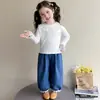 Conjunto de Chaleco de Mezclilla para Niñas, Moda Coreana Casual de Primavera y Otoño 2025, Ropa Exterior de Otoño para Bebé