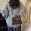 Bolsa Pequena Estampa Leopardo Retrô para Mulheres Outono e Inverno 2025 Nova Bolsa de Ombro Cruzada Versátil Ins Popular Bolsa de Mensageiro Bolsa Quadrada Pequena