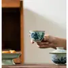 (Oferta especial) Tetera de Estilo Antiguo Tianqing Ru Kiln con Esmalte Craquelado y Tapa de Tres Piezas, Taza Maestra de Cerámica Azul y Blanca Taza de Degustación