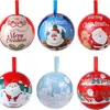 Hoja de Lata Navidad Lata de Metal Bote para Bolas de Caramelo de Chocolate Adorno Colgante de Árbol de Navidad Bola de Metal Bola Redonda con Dibujos Caja de Metal con Forma Redonda
