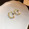 Brincos Círculo Flor Pérola Agulha de Prata, Modernos, Design Fresco e Doce, Brincos de Luxo Leve de Nicho High-End para Mulheres