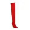 Botas largas europeas y americanas transfronterizas para mujer con plataforma impermeable, tacón ultralto, tacón fino, punta redonda, color liso, ligeras, elásticas hasta la rodilla para otoño e invierno