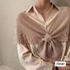 Moda socialite sereia xale primavera e outono roupa exterior para sala com ar condicionado de verão gola falsa xale de tricô de lã ombro