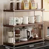 Estante de Almacenamiento de Escritorio Aparador Estante Multicapa para Tazas de Café Estilo Retro Encimera de Cocina Soporte de Exhibición para Vasos de Agua
