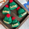 Decoração de árvore de natal pingente feito à mão faça você mesmo lã tricotada chapéu de dedo cachecol bolsa acessórios acessórios de roupas