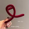 Novo Grampo de Garra Vermelho Aveludado para Outono e Inverno Estilo Festivo de Ano Novo Superfície de Veludo Grampo Tubarão Grampo para Coque na Parte de Trás da Cabeça Feminino