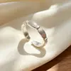 Yun Chao Xuan Anel de Prata Esterlina S925 Estilo Vintage Simples Textura Amassada Irregular Anel Aberto Versátil