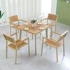 Mesa y Sillas de Plástico Madera para Exteriores Combinación Set de Sillas para Exterior Jardín Ocio Aire Libre Cafetería Comedor Patio Mesa y Sillas