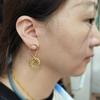 Aretes de estilo retro, temperamento moderno, nicho, diseño único, forma geométrica circular, aretes chapados en oro de lujo ligero de alta gama