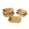 Caixa de Almoço Descartável Papel Kraft Tigela Octogonal Caixa de Embalagem Retangular Grau Alimentício Espessada Alimentos Leves Salada Frutas Corte Almoço Caixa