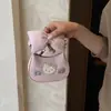 Bolsa de lona com estampa de gatinho de desenho animado, laço, lua crescente, renda bordada de bolinhas, bolsa balde, bolsa de ombro/transversal fofa e estilosa