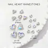 Decorações de Unhas Artísticas Cor-de-Rosa em Formato de Coração Irregular com Fundo Pontiagudo Atacado, Pedras de Strass Brilhantes 3D em Formato de Coração Grandes e Pequenas, Decorações de Unhas de Vidro